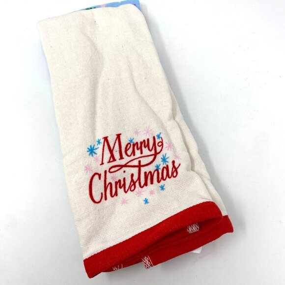 Target 2 Pack 'Merry Christmas' Hand Towels Cream Blue Wondershop™. B31 - Picture 2 of 10